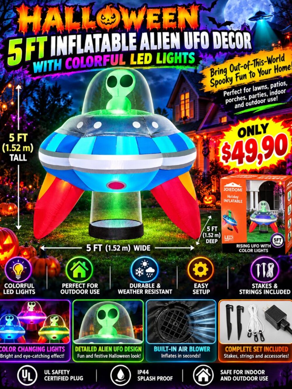 Joiedomi 5ft Inflatable Halloween Alien